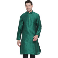 VASTRAMAY Men's Green Cotton Silk Blend Kurta_VASMKGN001_38