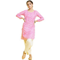 VASTRAMAY YUVA Girls' Pink and White Kurta and Patiala Set_VYUVGK002PNnPTYCR_36XL