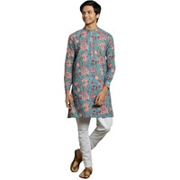 VASTRAMAY YUVA Boys' Aqua And White Kurta Pyjama Set_VYUVBK205AQnPCWH_36XL