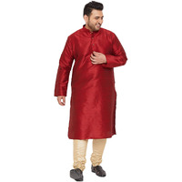 VASTRAMAY Plus Size Men's Silk Blend Kurta Set-New