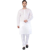 VASTRAMAY Men's White Cotton Addi Kurta_VASMK123nPWH_42