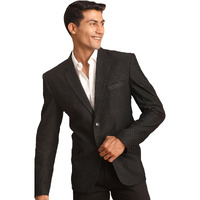 VASTRAMAY Men's Black Silk Blend Blazer | Imported Fabric Blazer for Men