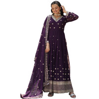 Wedani Georgette Sequins Embroidered work Anarkali Kurta Set For womens (IN, Alpha, 2XL, Regular, PURPLE)