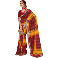 Yashika Women's Woven Latest Georgette Saree with Lace and Blouse Material (AZ-YS-P2-AACHAL-KORAM-Parent-NEW_Maroon)