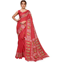 Yashika Women's Woven Latest Art Silk and Tassels Saree with Unstitched Blouse Material (AZ-YS-P1-NAFIZA-Parent-NEW_Red)
