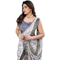 Yashika Women's Printed Georgette Saree With Lace Border and Unstitched Blouse Material (AZ-YS-P3-SANGNA GREY LACE)