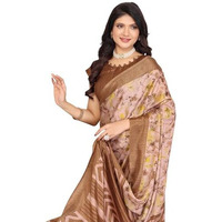 Yashika Women's Tussar Silk Printed Saree With Blouse Material |saree for Women | saree collection 2025 | New Sari | Latest Saree (AZ-YS-P3-SWAPNA BROWN)