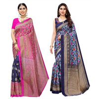 Yashika Women's Combo Art Silk Printed Saree With Blouse Piece Pack Of 2(METRO NAVY-SWATI NAVY)