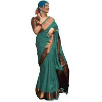 Yashika Women's Banarasi Kanjivaram Cotton Silk Woven Saree with Unstitched Blouse Material (AZ-YS-OG-SUSHANTI GREEN)