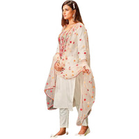 Yashika Women's Embroidered Cotton Kurta Set: This Elegant Ensemble for Special & Casual Wear, Includes a Straight Kurta, Pants & Dupatta - a Perfect Blend of Style & Comfort (AZ-YS-OG-KS2103-XL)
