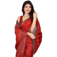 Yashika Women's Art Silk Printed Saree With Blouse Material |saree for Women | Kalamkari Saree | New Sari | Latest Saree (AZ-YS-P3-NASIMA RED JHALAR)