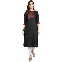 Yashika Womens Cotton Blend Black Color Straight Solid Kurti(YS-K1060-XL)