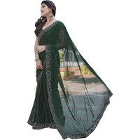 Yashika Women's latest Chiffon Saree With Lace and Blouse Material (AZ-YS-P1-SWARNA GREEN)