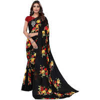 Yashika Women's Jacquard Georgette Standard Length (APEXA Black_Y