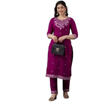 Yashika Women's Kurta Set in Solid Purple Color and Pure Rayon Fabric with Pant (AZ-YS-OG-KS2152-XL)