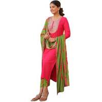 ANNI DESIGNER Women's Rayon Blend Embroidered Straight Kurta with Pant & Dupatta (Dhaya Pink_XXL_Pink_XX-Large)