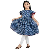 VASTRAMAY Girls' Indigo Blue and White Kurta and Leggings Set_VASGK031BUnGL01WH_26