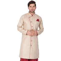 VASTRAMAY Men's Lavender Grey Cotton Silk Blend Sherwani Only Top_VASMSW124_44
