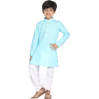 VASTRAMAY Boys' Aqua Blue Kurta and Dhoti Set (VASBK007AQnBDT015WH_Age-6-7 Years_Aqua Blue)