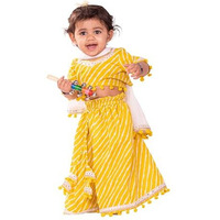 VASTRAMAY Girls' Cotton Yellow Lehenga Choli With Dupatta | Cotton Lehenga Set And Dupatta For Infants
