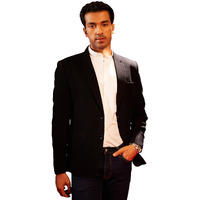 VASTRAMAY Men's Black Silk Blend Blazer_VSHRMCT029BL_36