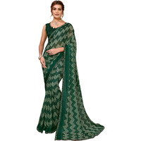 Yashika Women's Woven Latest Georgette and Hot Fix Lace Saree with Unstitched Blouse Material (AZ-YS-P1-BANDANA-Parent-NEW_Green)
