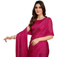 Yashika Women's Woven Chiffon Latest Black Rangoli Fabric Saree with Lace and Blouse Material (AZ-YS-P3-SWARNA-TANIKSHA-Parent_Pink)