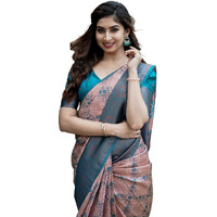 Yashika Women Kanjivaram Silk Weaving Banarasi Saree With Blouse Material |saree for Women | saree collection 2025 | New Sari | Latest Saree (AZ-YS-OG-SUKRITA PEACH)