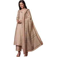 ANNI DESIGNER Women's Rayon Viscose Solid Straight Kurta with Pant & Dupatta (Raja Saab Beige-VKS14_XXL_Beige_XX-Large)