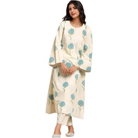 ANNI DESIGNER Women's Rayon Viscose Printed Straight Kurta with Pant (Janya Sky_L_Sky Blue_Large)