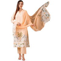 ANNI DESIGNER Women's Cotton Blend Straight Printed Kurta with Pant & Dupatta (Gosala Peach-NW_M_Peach_Medium)