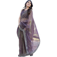 Yashika Women's New Bollywood Soft Tissue Silk Saree With Blouse Material |saree for Women | New Sari | Latest Saree (AZ-YS-P1-CHAITRA PURPLE)
