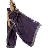 Yashika Women's Bollywood Satin Moss Saree with Blouse |Saree for Women| New Sari (AZ-YS-P1-ARSHIFA PURPLE)