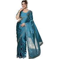 Yashika Women's Bollywood Satin Moss With Swarovski Stone Saree with Blouse |saree for Women | Silk Saree | New Sari | Latest Saree (AZ-YS-P1-NAGMA RAMA)