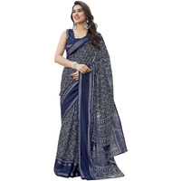 Yashika Women's Silk Blend Printed Saree Set with Blouse |saree for Women | Silk Saree | New Sari | Latest Saree (AZ-YS-P1-SUPRNA NAVY)