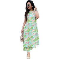 ANNI DESIGNER Women's Rayon Viscose A-Line Printed Kurta with Pant (UZMA Green_XXL_Green_XX-Large)