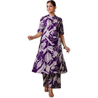 ANNI DESIGNER Women's Rayon Viscose Straight Printed Kurta with Palazzo (Diboli Begani_M_Begani_Medium)