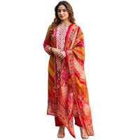 ANNI DESIGNER Women's Rayon Viscose Straight Printed Kurta with Pant & Dupatta (GALOPS Multi_S_Multicolor_Small)