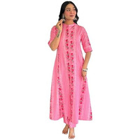 ANNI DESIGNER Women's Rayon Viscose A-Line Printed Kurta with Pant (PISASU PEACH-VKS01_S_Peach_Small)