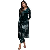 ANNI DESIGNER Women's Rayon Blend Straight Bandhani Printed Kurta with Pant (PRANTIKA Green_S_Green_Small)
