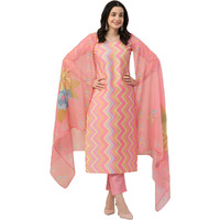 ANNI DESIGNER Women's Rayon Blend Straight Printed Kurta with Pant & Dupatta (Zaggu Pink-NW_XXL_Pink_XX-Large)
