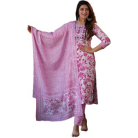 KLOSIA Women Embroidery Kurta and Pant Set with Dupatta | Kurta Set for Women | Kurta Set | Wedding Suit Indian Wear | (X-Large, Pink)