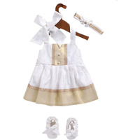 VASTRAMAY Girls' White Frock, Shoe And Head Band
