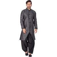 VASTRAMAY Mens Silk Blend Sherwani (Grey_VASMSW122_36)