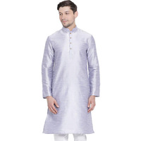 VASTRAMAY Men's Cotton Silk Blend Kurta-New Light Blue