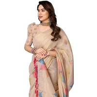 Yashika Women's Floral Digital Print Chandheri Saree with Unstitched Blouse Material (AZ-YS-P3-PARWATI CHIKU)