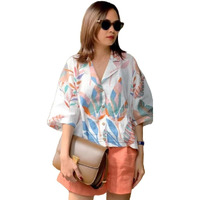 ANNI DESIGNER Women's Tunics Tops Rayon Viscose Printed Short Shirt Top for Women (Digod White_S_White_Small)