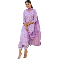 ANNI DESIGNER Women's Rayon Blend Printed Straight Kurta with Pant & Dupatta (WELCO-Purple-NW_M_Purple_Medium)