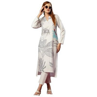 ANNI DESIGNER Women's Cotton Blend Straight Printed Kurta with Pant (Nabhita White-JL_S_White_Small)