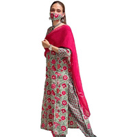 ANNI DESIGNER Women's Cotton Blend Printed Straight Kurta with Pant & Dupatta (Diw-BKC-651_L_Multicolor_Large)